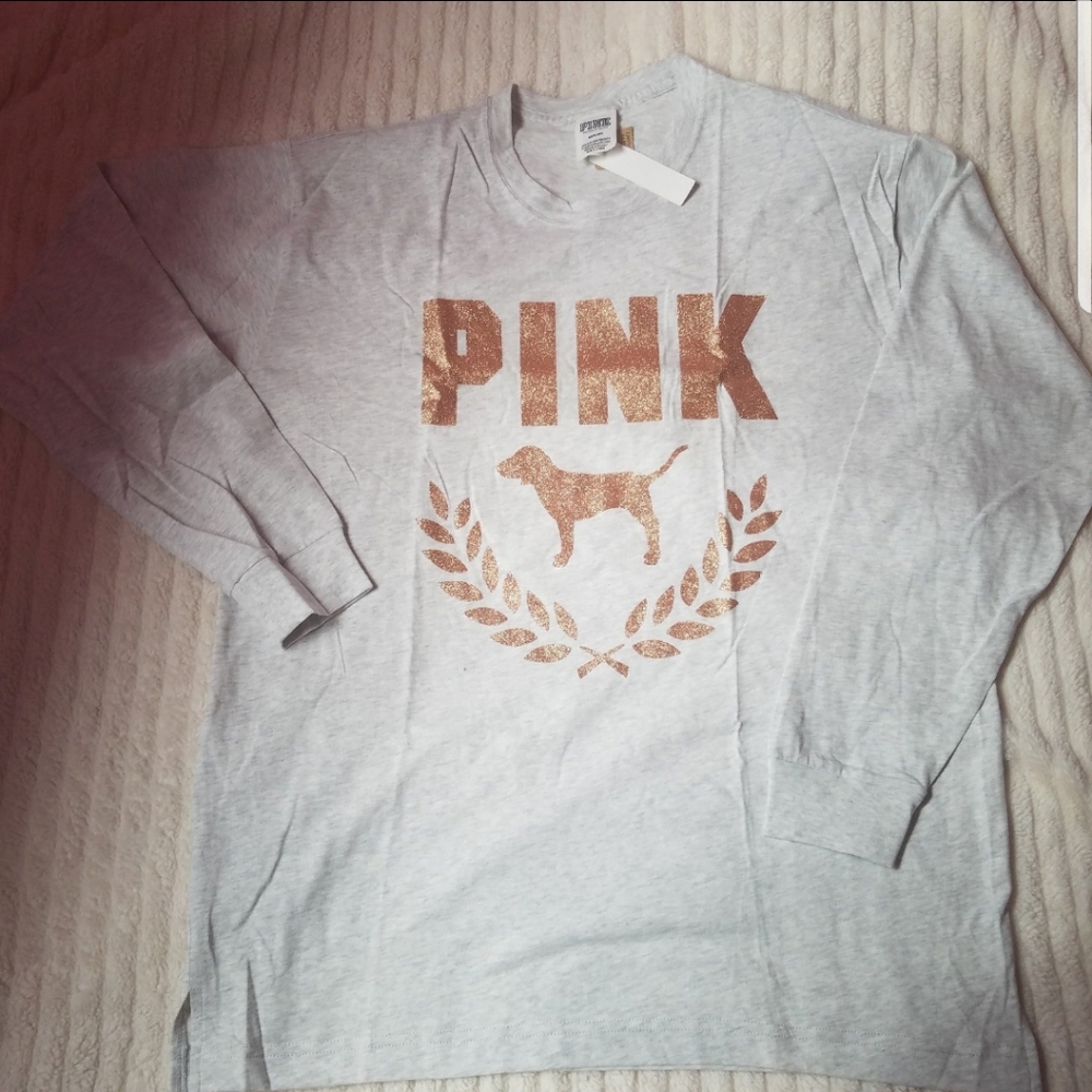 VS PINK Rosegold Campus Long Sleeve